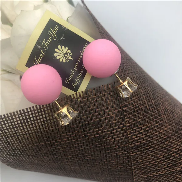 pink 8 Новые роскошные акриловые цветные блестящие Кристальные серьги, большие жемчужные серьги-гвоздики, серьги с резиновыми шариками и бусинами для женщин - Окраска металла: pink 8