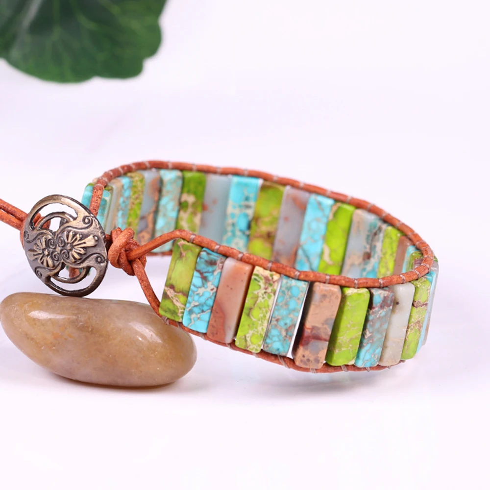 Новинка 2019 Энергетический Браслет из натурального камня кожаный браслет для