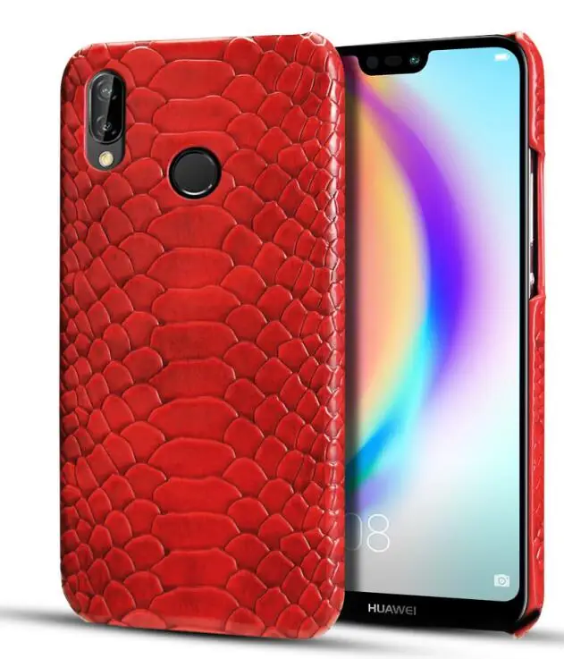 red Высокое качество змеиная кожа чехол для huawei P20Lite Nova3E PC чехол идеально подходит для huawei P30Lite Nova4E чехол для телефона - Цвет: red