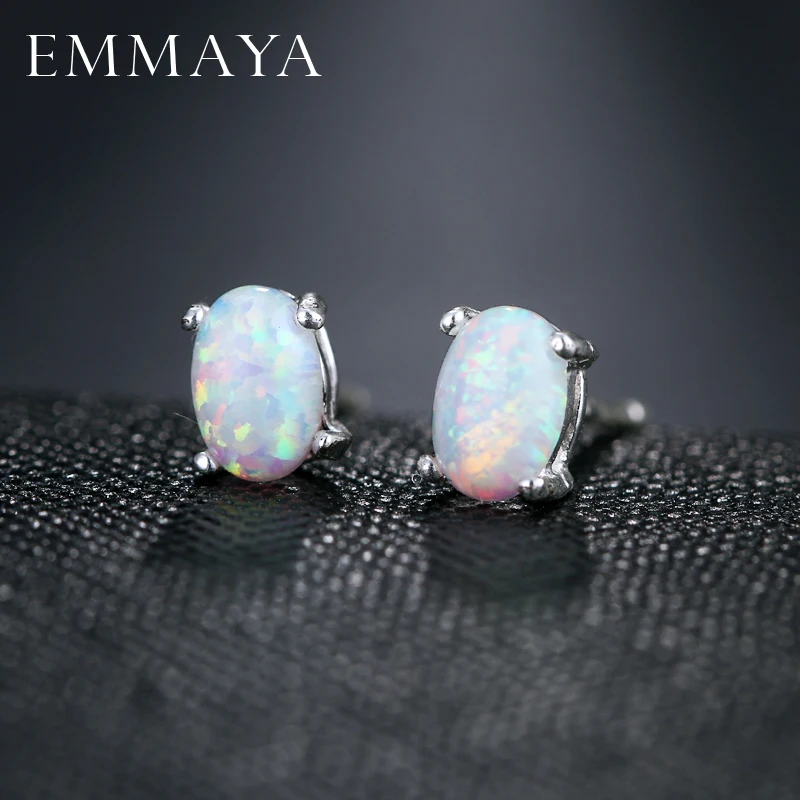 EMMAYA дешевые серьги с белым огненным опалом женские Овальные белые гвоздики