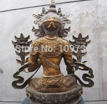 Бир 002929 26 &quotТибет Старый Бронзовый Зеленая Тара Кван-инь Гуань Инь Бодхисаттва