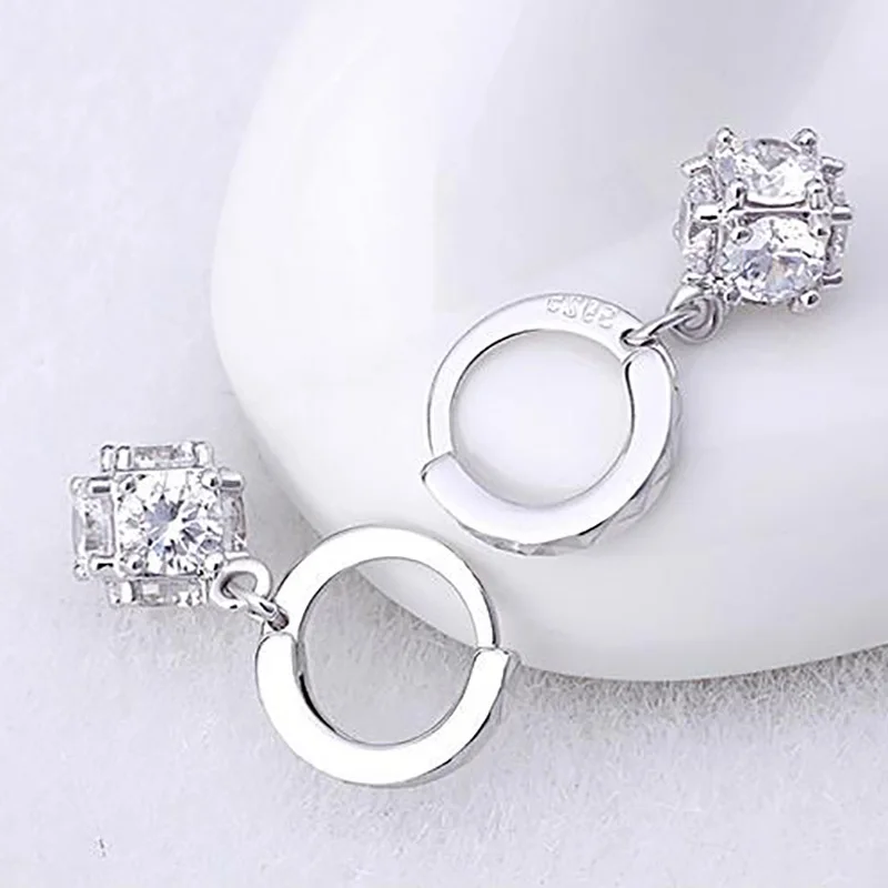 Модные роскошные серьги подвески из стерлингового серебра 925 пробы с квадратными