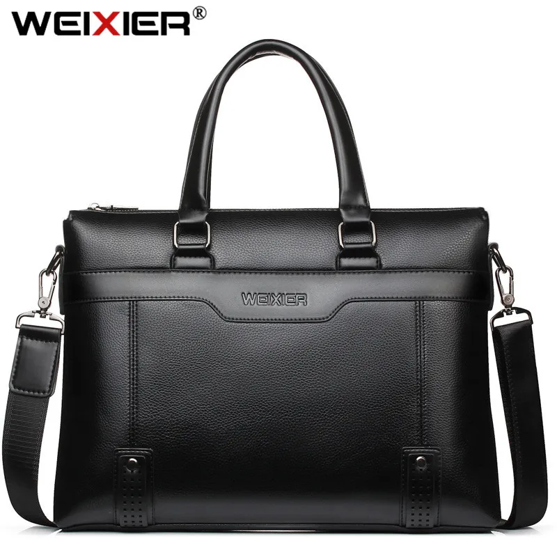WEIXIER Большая вместительная сумка на плечо мужская деловая молнии