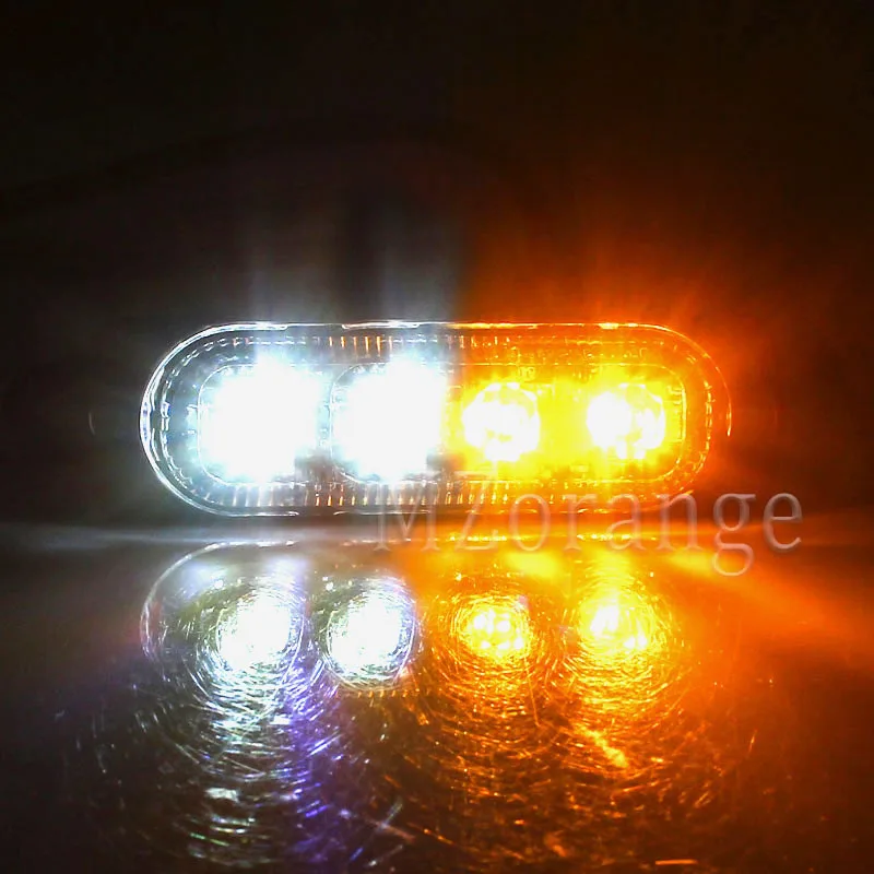 12 V-24 V 4Led мигает полиция Предупреждение светильник Strobe решетка огни мигающий светильник бар для грузовиков автомобильный проблесковый маячок Amber красные, синие движения светильник - Цвет: White Yellow