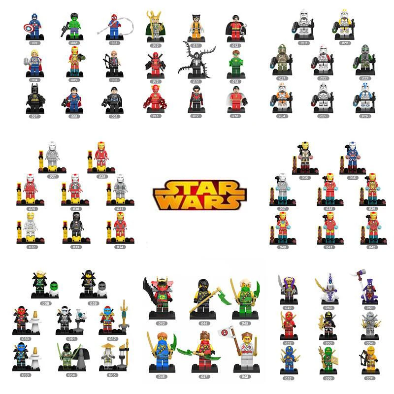 Супергерои marvel фигурки Капитан Америка Халк Человек паук Железный человек LEGOINGLYS