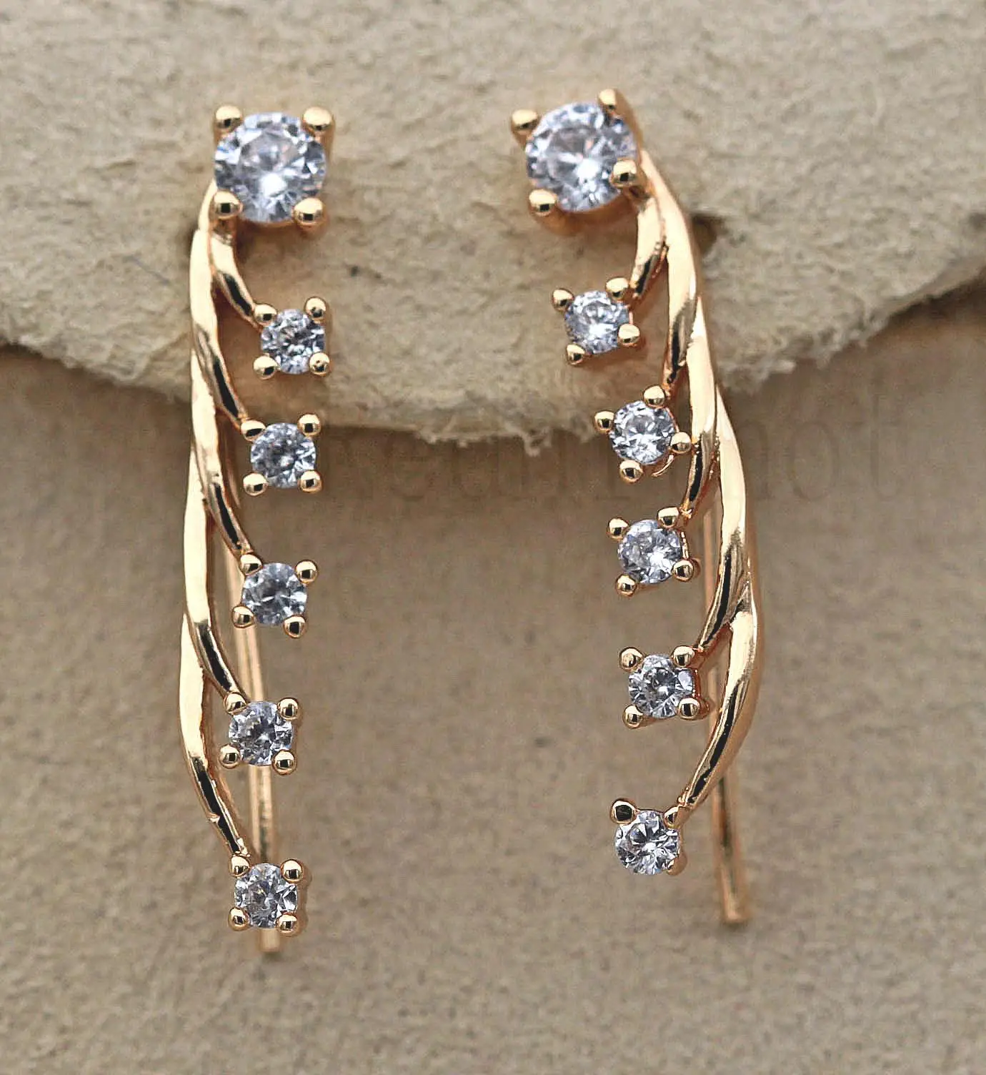 Luxury Clip Earrings for Women Gold Color Leaves shape Earring with Flower Zircon Trendy Jewelry Engagement Wedding Gift | Украшения и