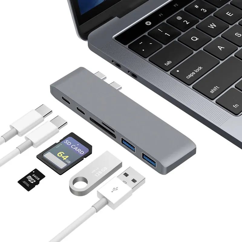 Uosible концентратор USB type C Thunderbolt 3 адаптер USB-C ключ с PD TF/SD кард-ридер слот USB 3,0 для MacBook Pro/Air type-C