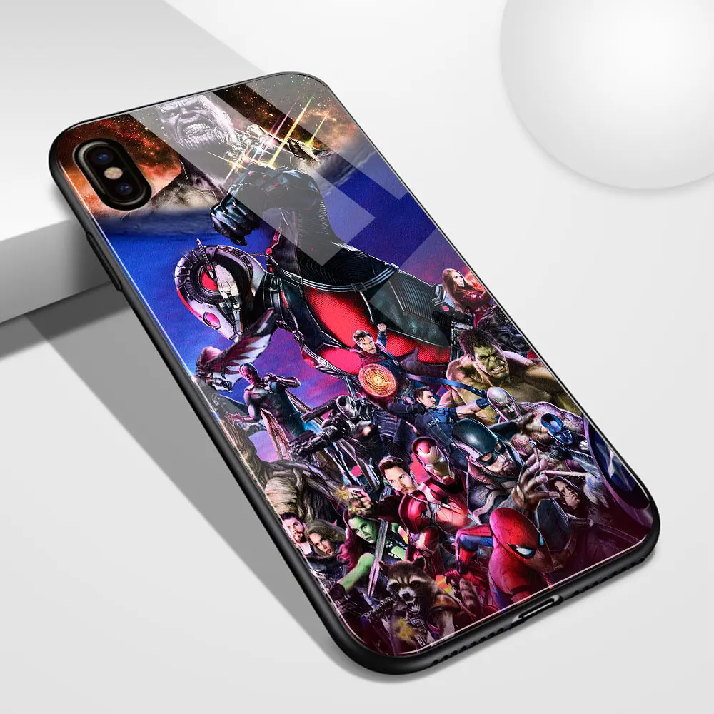 Glass Case For iPhone 8 Marvel cover coque iphone 7 case for 6 6s Plus X XS Max XR 11 pro max SE2 |