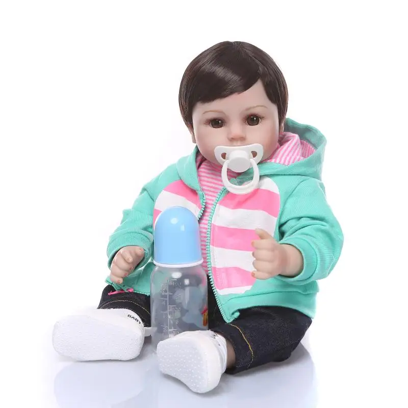 NPK 19''Handmade Silicone vinyl adorable Lifelike toddler Baby Bonecas girl kid bebe doll reborn menina de silicone | Игрушки и