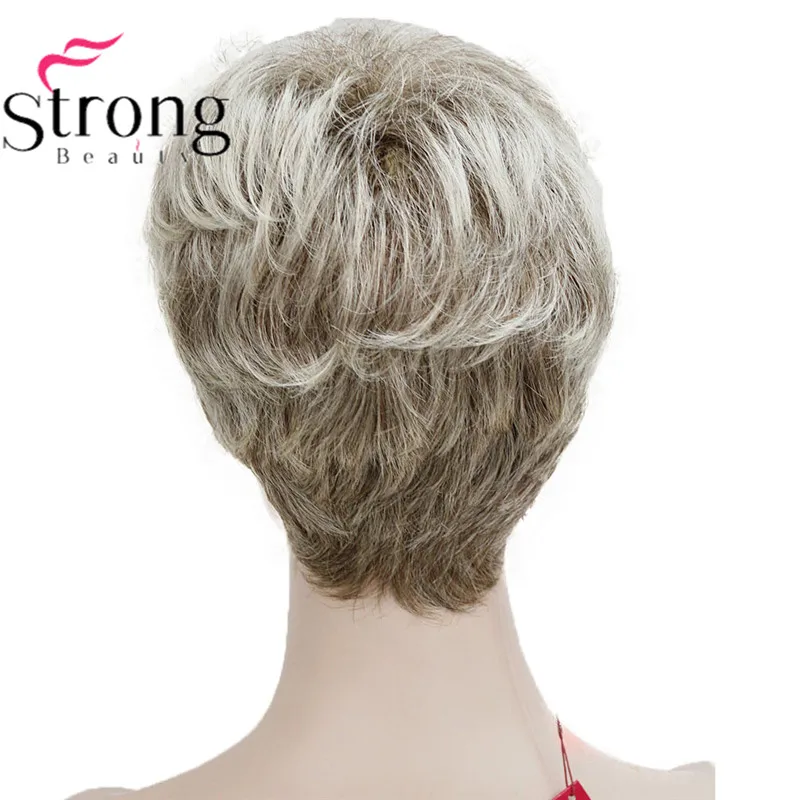 StrongBeauty короткий лохматый слоистый блонд Омбре Классический колпачок полный синтетический парик женские парики - Цвет: 30T613