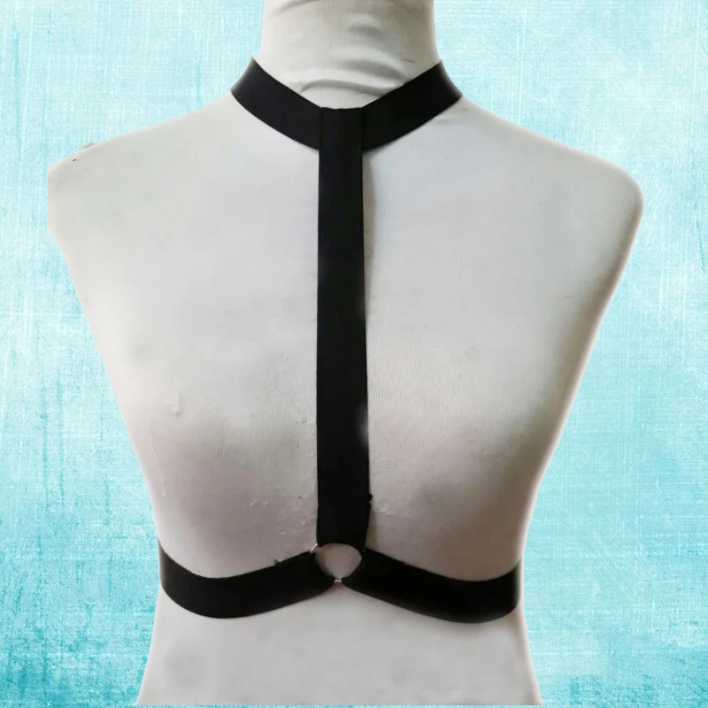 Женский укороченный топ с эластичным воротником черный регулируемый