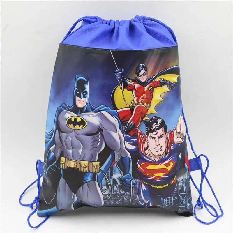 kids boys birthday gift bag batman superman hero non-woven outdoor backpacks child school mochila drawstring 10pcs | Дом и сад