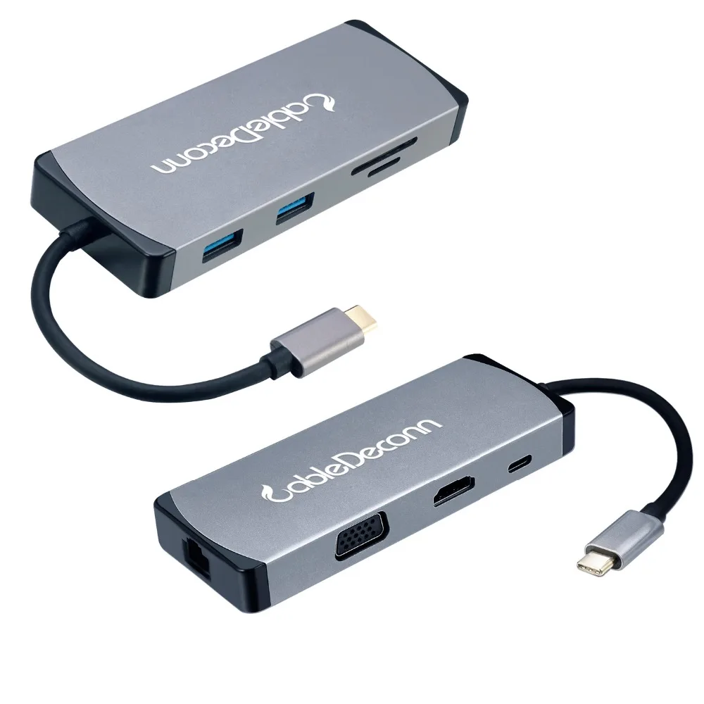 USB C hdmi vga адаптер концентратор usb3.1 Type к HDMI 4K VGA USB3.0 USB2.0 PD 5in1 док станции для Macbook Pro