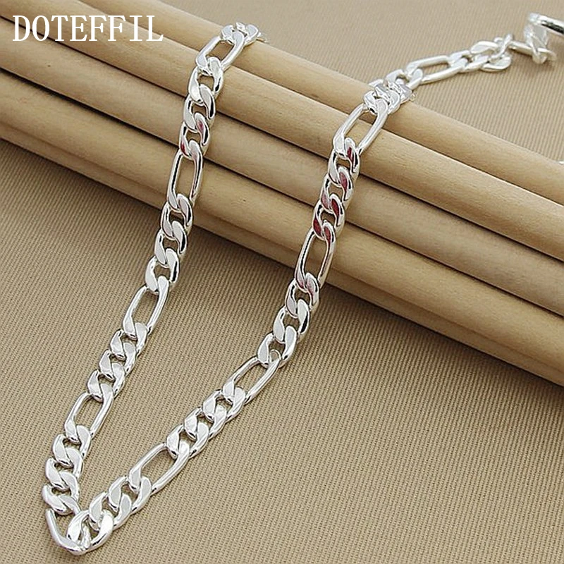 Ожерелье DOTEFFIL из 925 пробы серебра 8 мм цепочка с боковыми дорожками для мужчин и