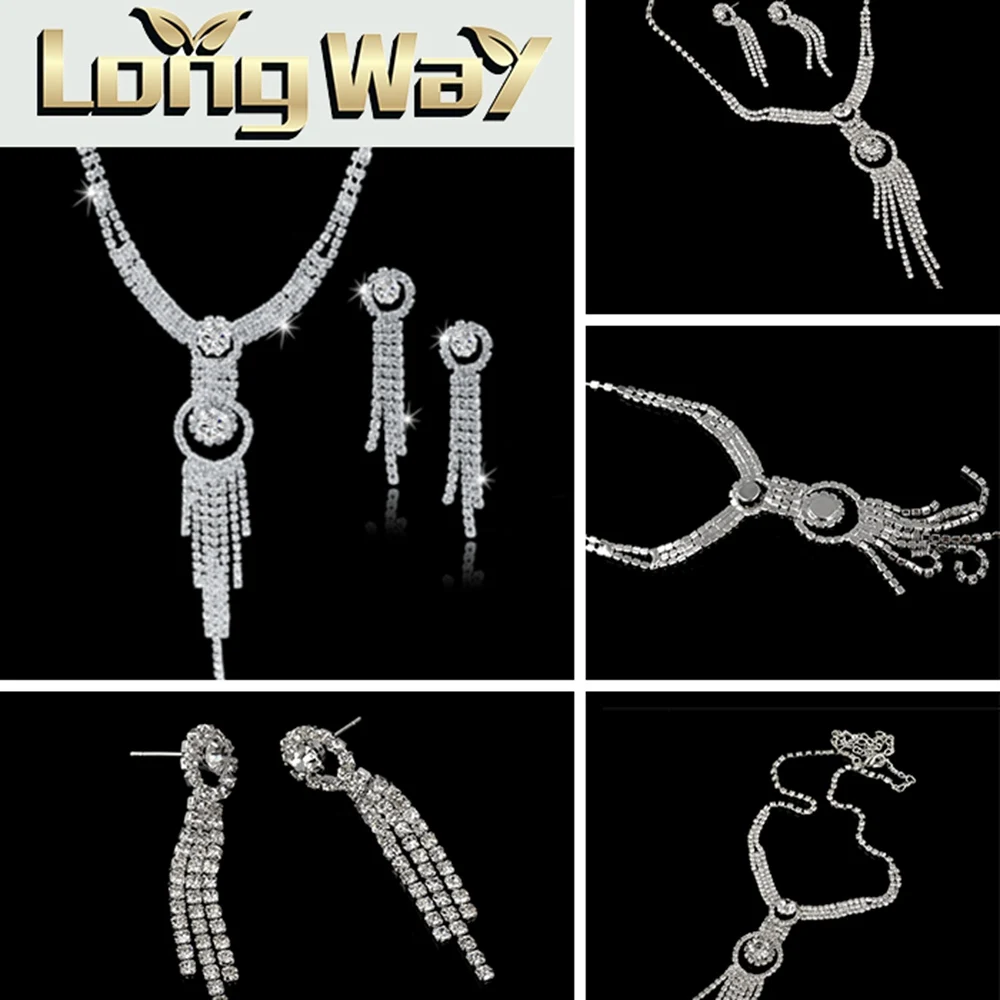 

TOUCHEART Crystal Rhinestone Jewelry Set For Women Silver color Tassel Necklace Earring Set Wedding Accessories Gift Set150051