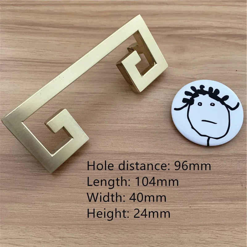 hole distance 96mm LCH цинковый сплав, матовый золотой медный цвет, ручка для шкафа, выдвижная ручка, дверная ручка, художественная мебель в китайском стиле, фурнитура - Цвет: hole distance 96mm