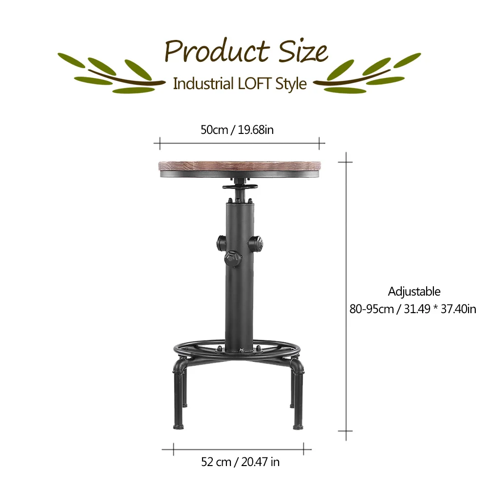 IKayaa круглая стойка из сосны для паба барного столика с регулируемой высотой