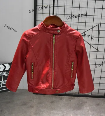 thin red Модная однотонная зимняя кожаная куртка из искусственного флиса для мальчиков, повседневная куртка, пальто - Цвет: thin red