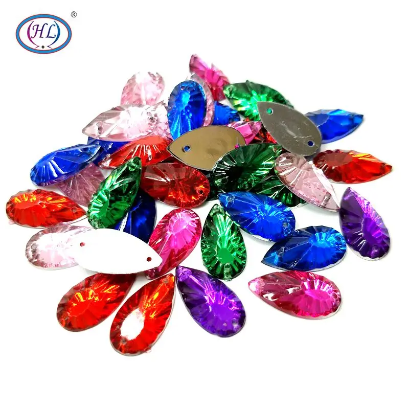 mix color HL 17 мм x 9 мм, 100 шт./лот, цветные стразы в форме капли воды, 2 отверстия, Свободные Стразы, Пришивные аксессуары для шитья, рукоделие - Цвет: mix color