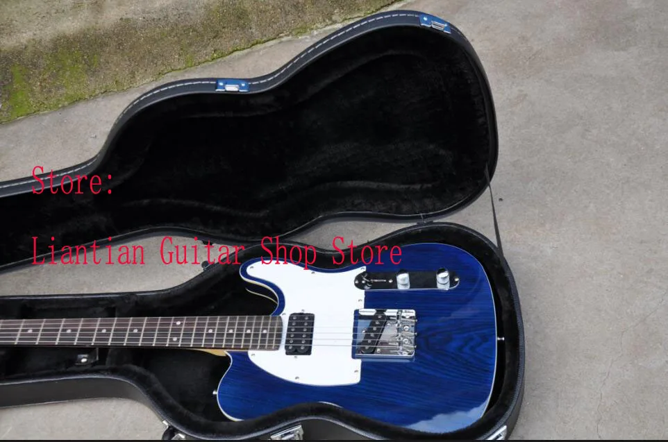 Фабрика на заказ палисандр гриф с Открытый звукосниматель синий цвет электрогитара Tele с чехлом-G