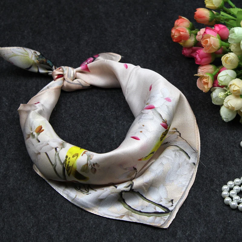 Весна 100% Шелковый квадратный шарф для женщин девушек дам детей сумочка волос |