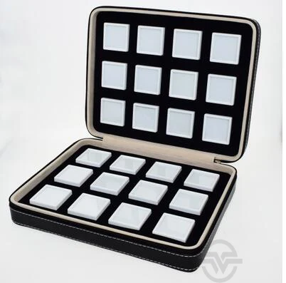 inside box 4x4cm Высококачественная кожаная сумка с драгоценными камнями для путешествий с застежкой-молнией, Сумка с бриллиантами, коробка с драгоценными камнями для хранения камней, Сумка с маленькими драгоценными камнями - Цвет: inside box 4x4cm