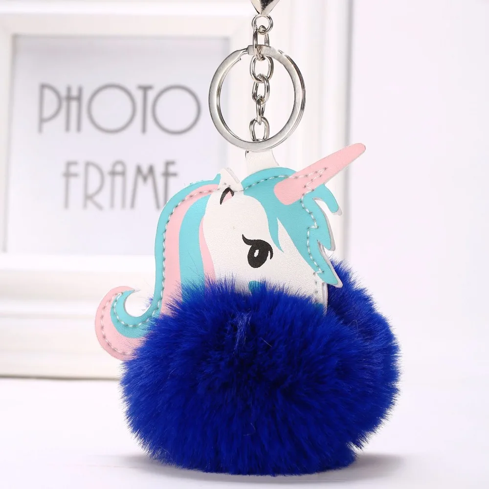 2017 симпатичный пушистый меховой Единорог брелок из искусственного кроличьего