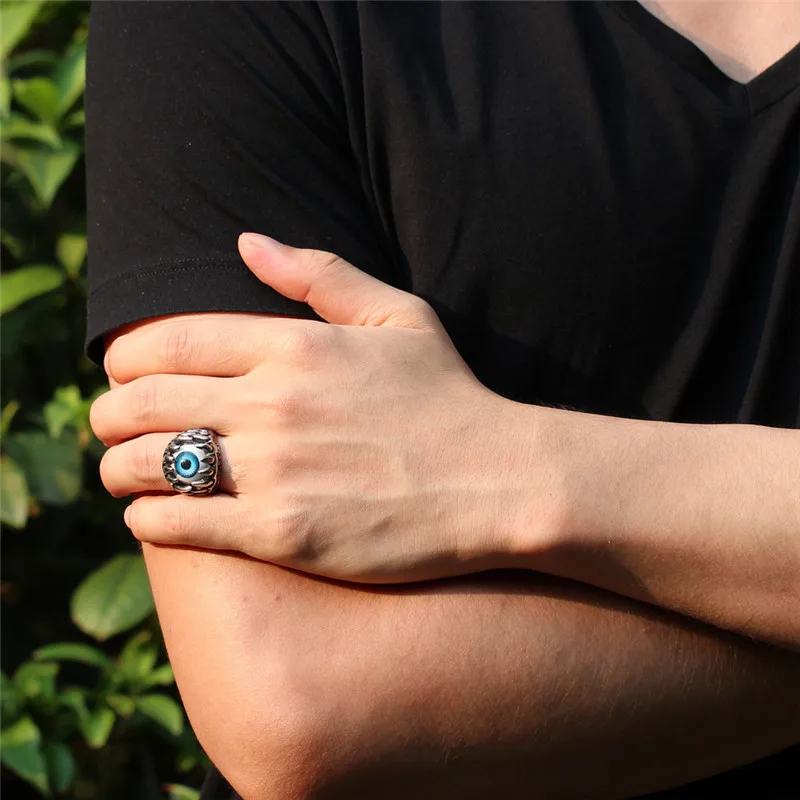 U7 Сглаза Кольцо Мужское Из Нержавеющей Стали Позолоченные Ювелирные Изделия