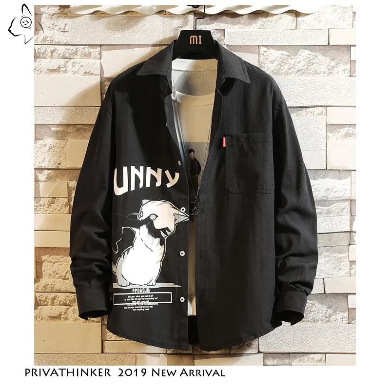 Privathinker повседневное хлопковое пальто с карманом 2019 кошачья надпись рубашка