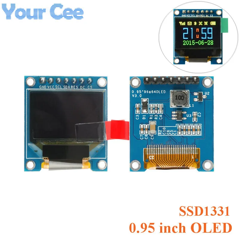 Модуль OLED дисплея 0 95 дюйма HD модуль SSD1331 контроллер с 7 контактным разрешением 96*64