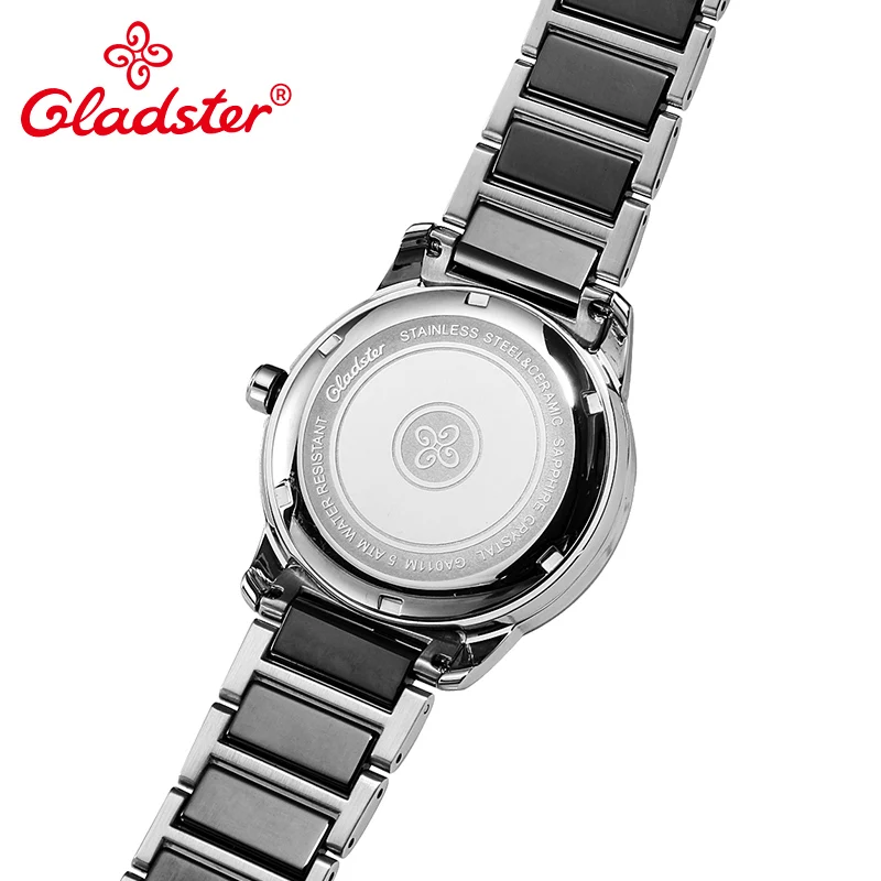 Женские наручные часы Gladster японские Miyota из нержавеющей стали с керамическим