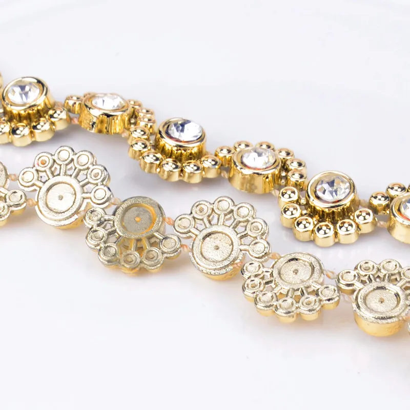 

New Plastic Rhinestones Chain Gold Flower Trimming Decoration Accessories Diy Clothing Bags Shoes High Accessories
