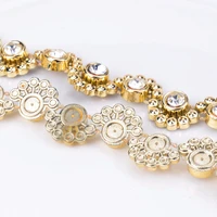 new rhinestones chain gold flower trimming decoration accessories diy clothing bags shoes high quality hot sale