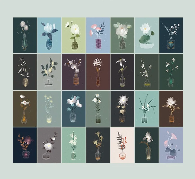 28 Sheets/Set Dream Flower Plant Series Lomo Card Cartoon Mini Postcard Message Card Christmas Gifts