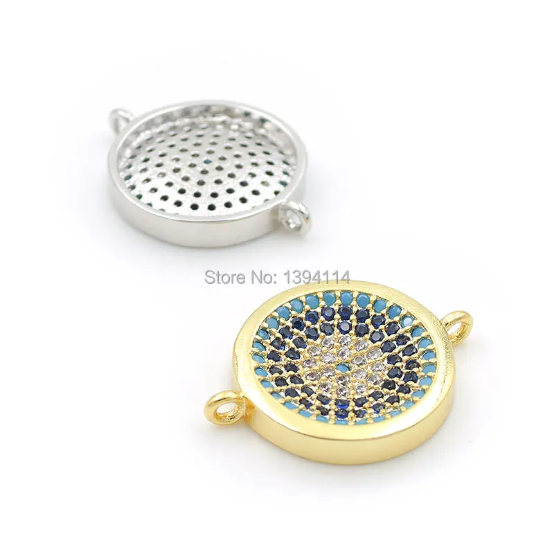 20*15*3 мм Micro Pave Kallaite синий и прозрачный вогнутый круглый разъем CZ подходит для