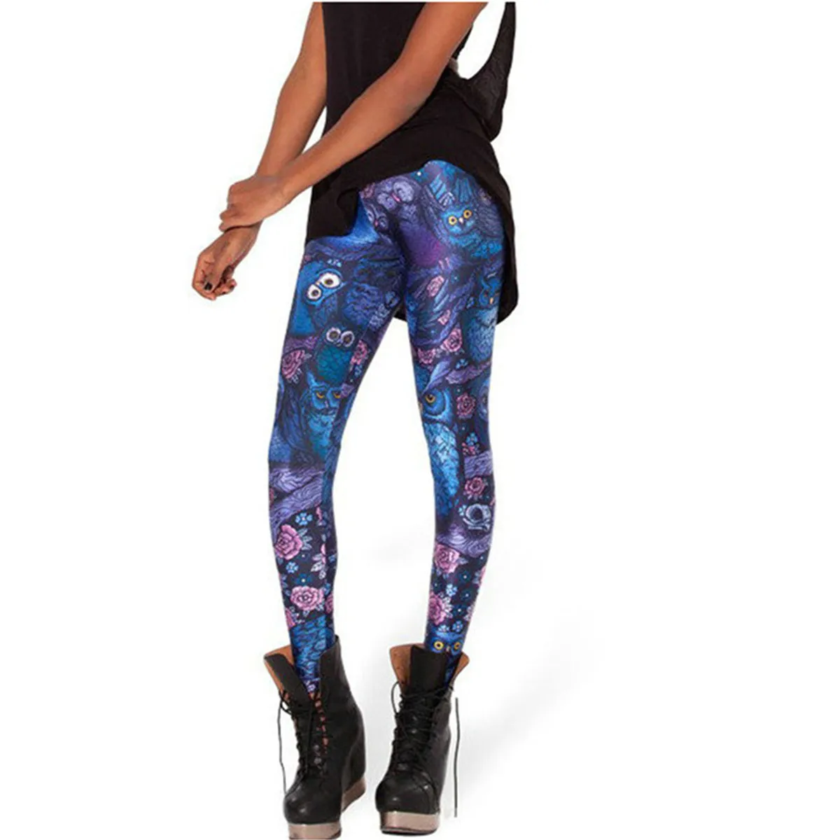 Женские леггинсы с 3D принтом животных летние мягкие обтягивающие в виде совы для
