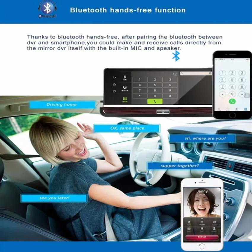 Fonwoon Android 7 "3G Wifi Автомобильный видеорегистратор GPS навигация Bluetooth