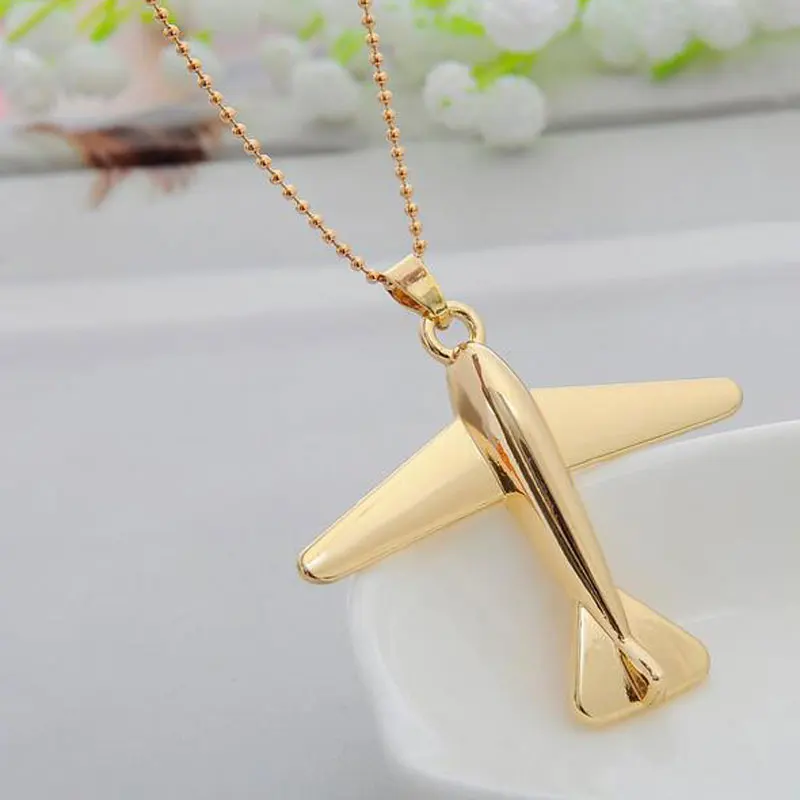 Золотой простой самолет подвеска &quotсамолет&quot ожерелья для мужчин мальчик