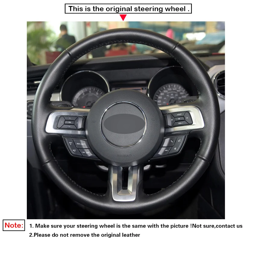LQTENLEO черная замша DIY Ручная сшитая крышка рулевого колеса автомобиля для Ford Mustang- Mustang GT GT350R