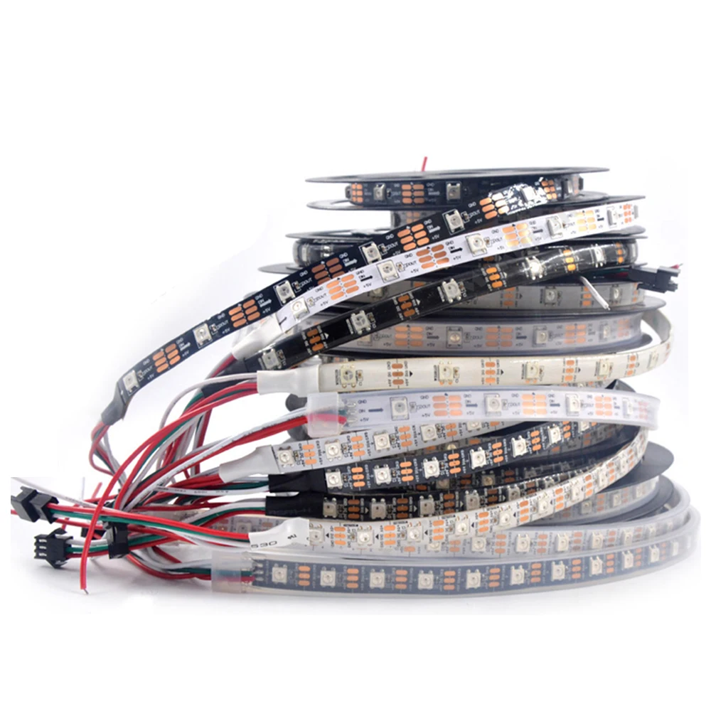 DC5V WS2812B WS2812 светодиодный светильник полосы пикселей умный RGB полоса черный/белый