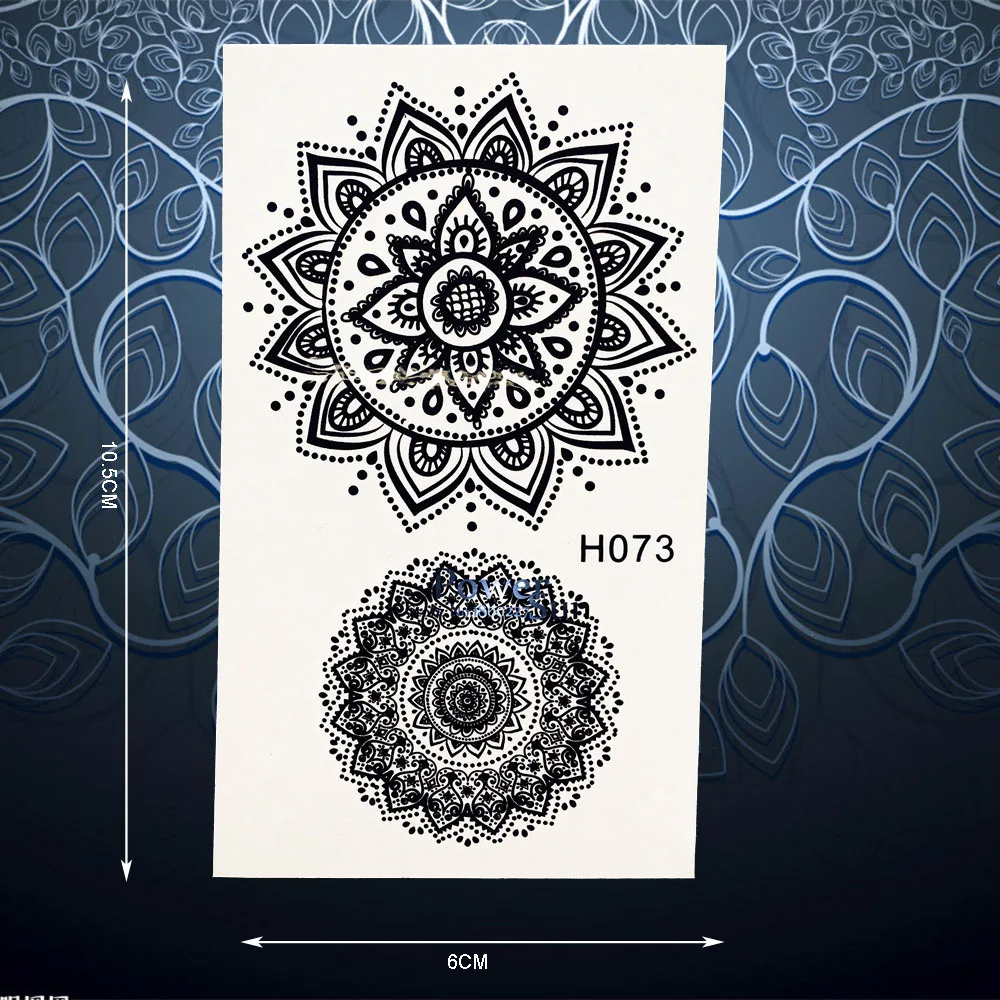 Кружева солнце цветок временные водостойкие наклейки для татуировки черные из