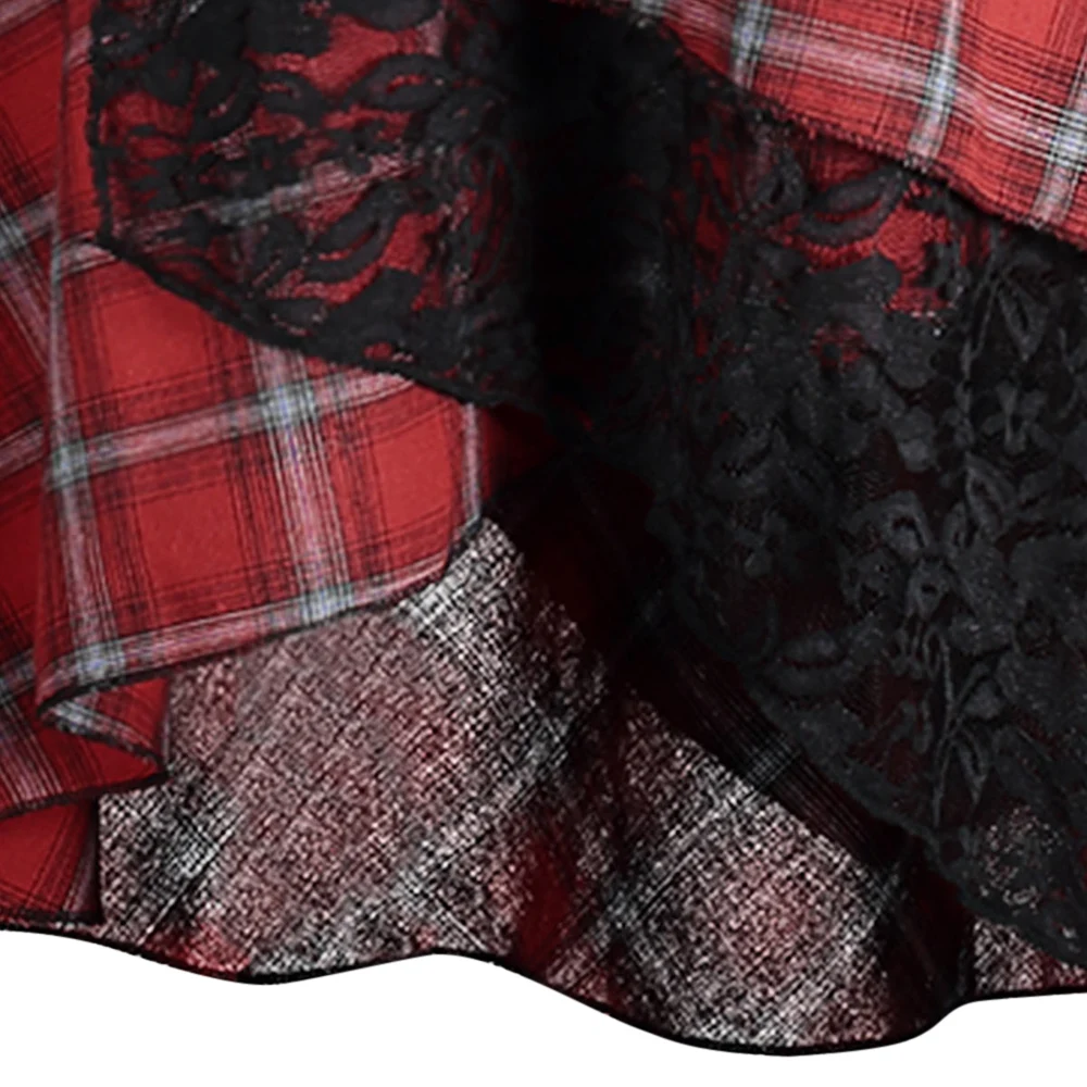 

Rosegal Plus Size Plaid Spliced Lace Women Dress Casual Straight Stand Collar Long Sleeve Dress Female Vestido 2018 Fall Dresses