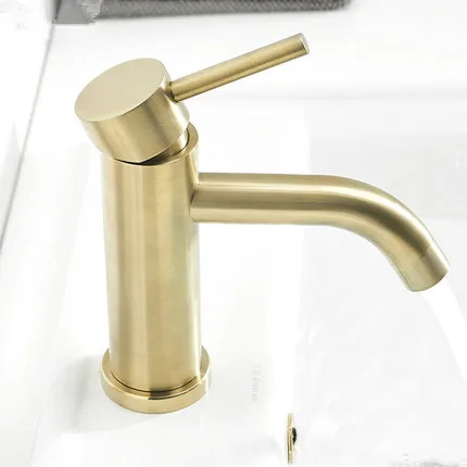 short faucet Набор аксессуаров для ванной комнаты, вешалка для полотенец, угловая полка, держатель для бумаги, кухонный смеситель, смеситель для раковины, кран, причесанный матовый золотой набор для ванной комнаты - Цвет: short faucet