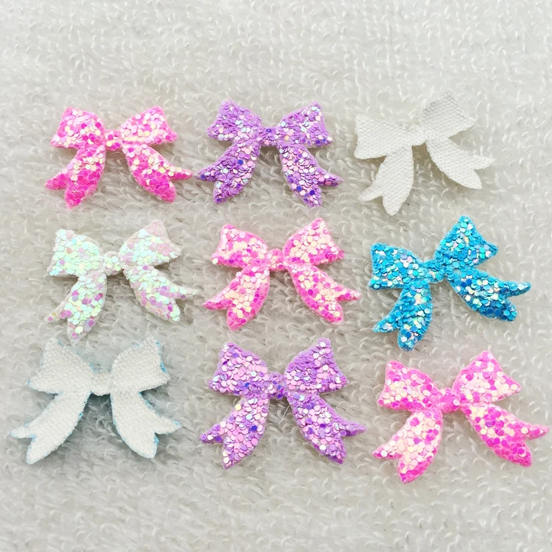 HOT 20*26mm Padded Shiny/Glittered Bow Appliques Mix Colors Bows patches for clothing 100pcs/lot -C63A*5 | Дом и сад