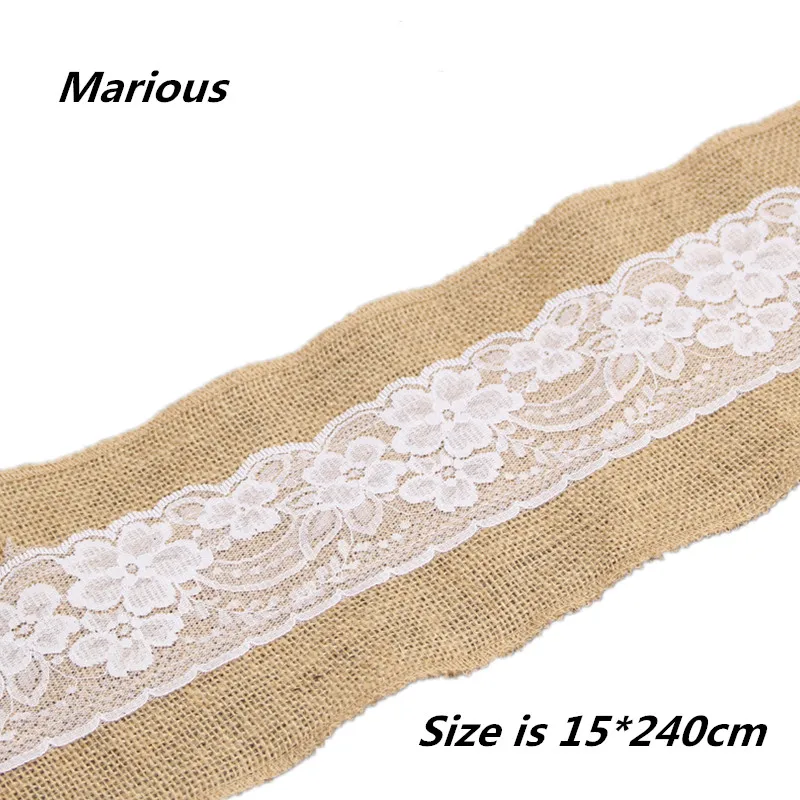 50 шт. Кружевное Свадебное Украшение бант из льна для стула 15*240 см