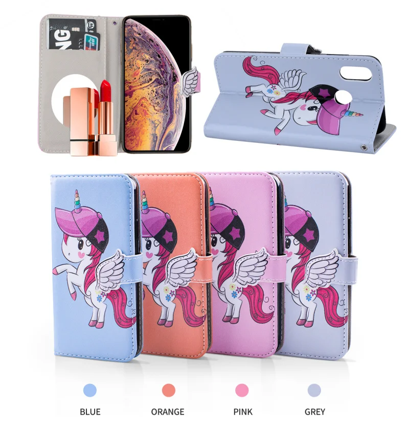 For Huawei Honor Play Case 6.3'' Unicorn Flip Wallet Leather Mirror Phone for Cover Fundas Accessories | Мобильные телефоны