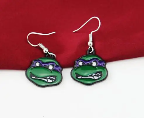 purple Модные аксессуары, ювелирные изделия из аниме, Черепашки-ниндзя, серьги с кулоном, зеленые металлические ювелирные изделия - Окраска металла: purple