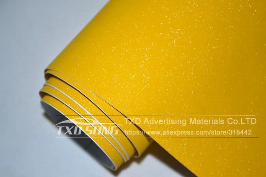 

10/20/30/40/50/60X152CM/Lot Yellow Glitter Vinyl Sticker for car body decoration Glitter sanding Film by free shipping