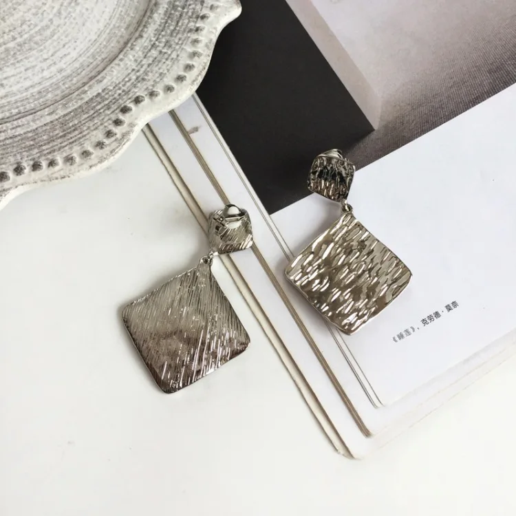 Металлические Многослойные квадратные клипсы серьги без пирсинга для женщин