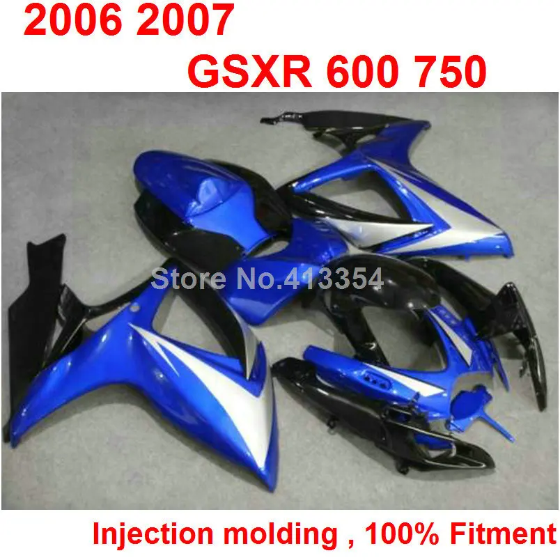 Aftermarket body parts fairing kit for Suzuki GSXR600 750 06 07 blue black farings set GSXR 2006 2007 TY64 | Автомобили и